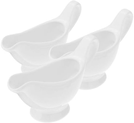 BUGUUYO 3pcs Ceramic Sauce Pot Gravy Boats Sauce Pitchers Condiment Bowls Elegant Serving Containers for Home Party Decor
