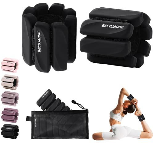 BECOJADDE Gewichtsmanschetten fuß 0.45 KG / 0.9 KG Je Gewichte für Beine und Arme Set 2 Ankle Weights Handgelenk Gewichte Knöchelgewichte Fussgewichte für Laufen Joggen Cardio Aerobic Krafttraining