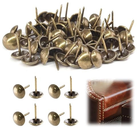 Upholstery Tacks, 200 Pcs Antique Bronze Decorative Thumb Tacks Furniture Push Nail Pins, Upholstery Tacks Push Nail Pins for Craft Home Decor (11 * 17mm）