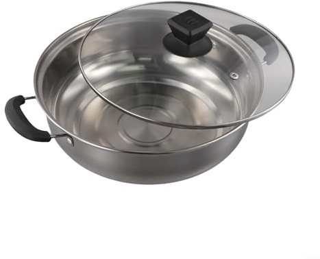 Affidabile pentola calda in acciaio inox con coperchio trasparente per controllo dell'umidità durante la cottura di pasti deliziosi (28 cm)
