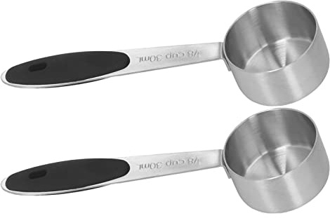 1/8 Cup Measuring Cup, Coffee Measuring Scoop Coffee Scoop for Ground Coffee with Round and Deep Design 2Pcs 1/8 Cup Stainless Steel 30ml Measuring Tablespoon for Coffee Bean