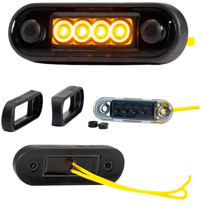 Web Truck DARK SLIM – Orange LED Seitenmarkierungsleuchten 12V/24V– Schlanke, wasserdichte Positionsleuchten für PKW, LKW, Anhänger, Wohnmobil, Landmaschinen und Geländefahrzeuge, 2 Stück – Universal