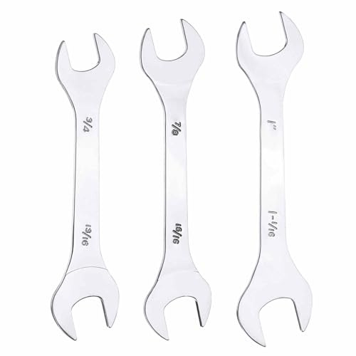 HARFINGTON 3pcs Double Open End Thin Wrench Set 3/4 13/16 7/8 15/16 1 1-1/16 SAE Super Thin Small Flat Head Wrench Mirror Polished Open Ended Spanner for Automotive Furniture Repair