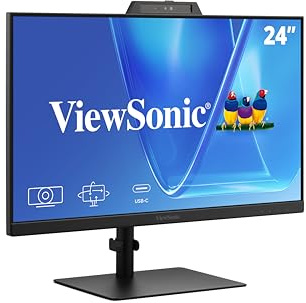 ViewSonic VG2441V 24 Inch 1080p Monitor, IPS Display with Windows Hello, Built-in Microphone, and IR 5MP Webcam for Smooth Video Conferencing, Advanced Ergonomics, USB-C, HDMI, and DisplayPort Inputs