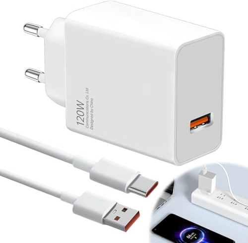 Caricabatterie USB da 120 W per 15 14T 13T 12T 11T Pro/Ultra con cavo di ricarica Type-C da 2 m 6 A. Caricabatterie rapido da 120 W per Note 14 13 12 Pro+ Poco X7 Black Shark 5