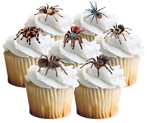 24 Stand Up Tarantula Spider Arachnid Themed Edible Wafer paper Cake Toppers Decorations - Halloween
