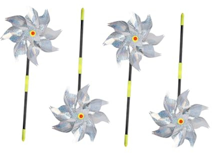 LOORGVEL 4 pièces Moulin à Vent Réfléchissant Anti-Oiseaux pour Jardin Extérieur Balcon Éloigne Pigeons Décoration Légère