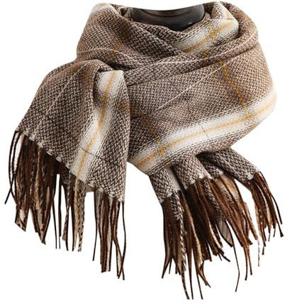 Damen Winter Schal Karierter Pashmina Fashion Wollschal Baumwoll Wrap Kuschelig Wärmer Winterzubehör Sweater Schals für Abendkleid Büro