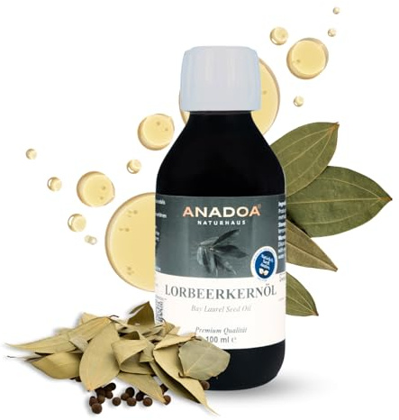 Anadoa Lorbeerkernöl 100 ml | naturrein & kaltgepresst aus Laurus nobilis Kernen | pflegt Haut & Haar, mildert Narben, stärkt Haarwurzeln, ohne Zusatzstoffe