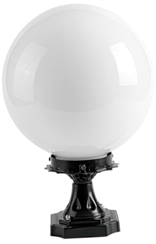Gadpiparty Farola Exterior Tipo Globo de Acrílico Resistente Intemperie para Postes de Luz Diámetro 20 CM Base Cuadrada de Aluminio Luminaria para Patios Jardines y Terrazas