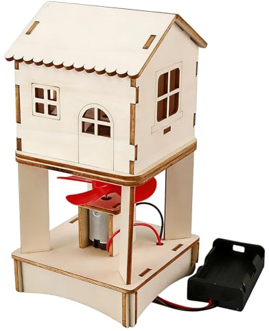 Physics Teaching Aid Wood Windmill Power Station Model Assembly Engineering Learning Toy for Students Family Stem Activity Model