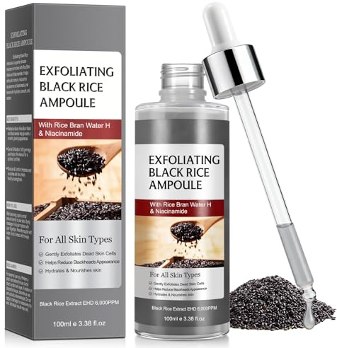 Peel Shot Black Rice Exfoliant Glow Serum – Soft Face & Body Scrub, Removes Dead Skin & Blackheads, Korean Rice Peeling Care for All Skin Types 100ml (Black Rice)
