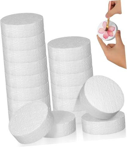 Tofficu 18 Pezzi Cerchi Tondi in Polistirolo Bianco per Decorazioni e Lavoretti Creativi, Dimensioni Uniformi, Materiale Espanso Multiuso per Progetti di Pittura e Artigianato