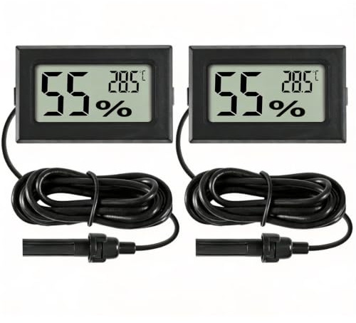 Lot de 2 thermomètres, hygromètres numériques avec écran LCD et sonde de haute précision
