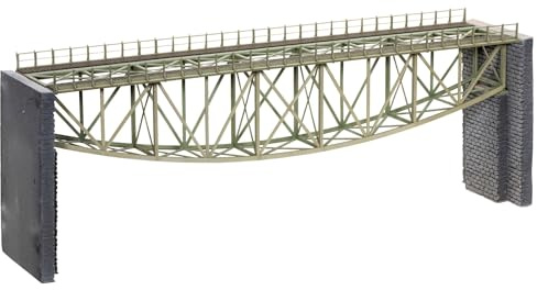 NOCH Fischbauchbrücke, Laser-Cut Modellbau Brücke mit Brückenköpfen für H0 Spur, EIN Highlight auf jeder Modellbahnanlage