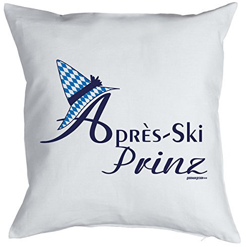 Goodman Design Wintersport Kissen - Skihütten Deko - Apres Ski Party Highlight : Ski/Apres - Ski Prinz Farbe: Weiss