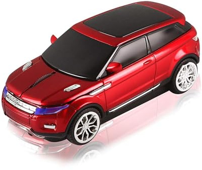 CHUYI Cool SUV Car Shaped Wireless Mouse 1600 DPI Optical Cordless Mice with USB Receiver for Office School Travel for PC Computer Laptop Gift (Red-1 Pack)