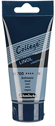 Schmincke - College Linol, Künstler-Linoldruck-Farben, Schwarz in 75 ml-Tube, 39700013, geruchsarme Linoldruckfarbe auf Wasserbasis, lichtecht, gleichmäßiger Druck