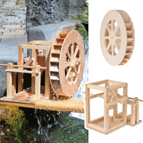 matches21 HOME & HOBBY Da Vinci Mechanismus DIY Holz Bastelset für Kinder ab 12 Jahren als historischer Wechsel-Mechanismus mit Wasserrad