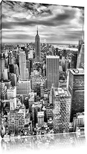 Pixxprint Skyline von New York, Größe: 100x70cm, Leinwandbild, fertig gespannt, Wandbild, Dekoration, Kunstdruck, kein Poster