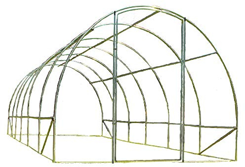 Frame Only 6m x 3m Polytunnel Strongest In It's Class a fully Galvanised Structure with more Diagonal & Roof Bracing than all others. Metal Hinged Door | Groundbar Kit.