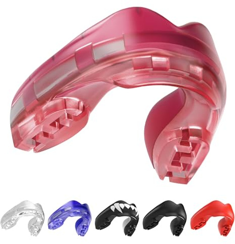 SafeJawz Mouthguard for Braces, One Size Re-mouldable Gum Shield with Case for Boxing, MMA, Rugby, Martial Arts, Judo, Karate, Hockey and All Contact Sports (Ice Pink)