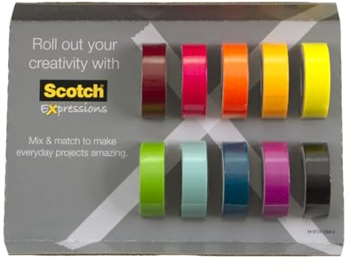 Scotch Washi Tape, 10 Rolls, Great for Use in Bullet Journal, School Supplies, Craft Supplies, and Teacher Appreciation Gifts (C317-10-SIOC)