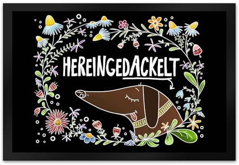 trendaffe - Hereingedackelt Fußmatte XL mit Hund Motiv