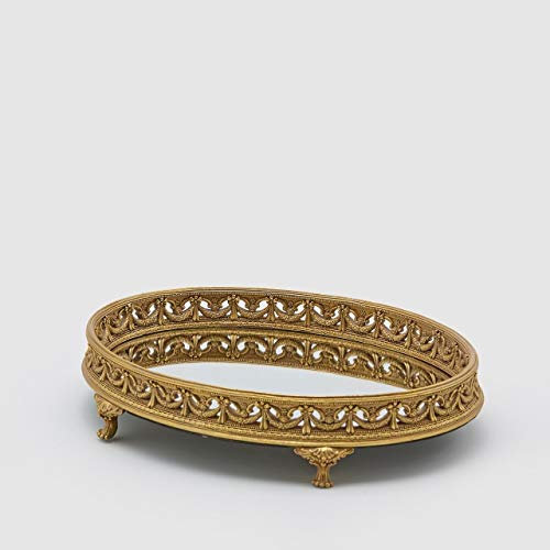 Vassoio Specchio Con Bordo 38x28x8h Gold Edg Cod.714339.01