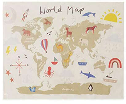 Haokaini Weltkarte Wandteppich Wandbehang Decke Baby Fotografie Requisiten Decke Kinder Pädagogische Heimkunst Dekor für Schlafzimmer Wohnzimmer Wohnheim Kinderzimmer Dekor