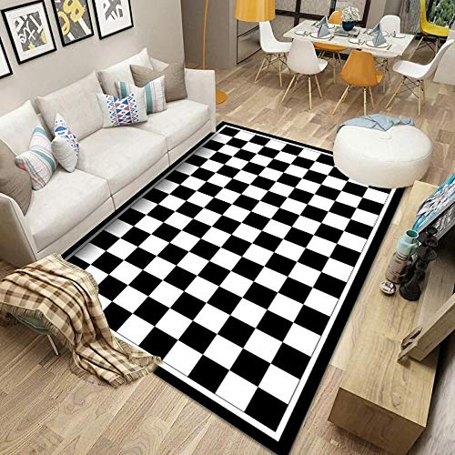 Bereich Teppiche Home Decor Mats Schwarz-Weiß-Schachbrett-Muster-einfache Art warm schalldicht teppiche 200X300cm