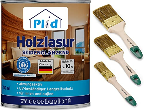 PLID® Holzlasur Innen & Aussen Palisander 0,75L - Holzschutzlasur Außen mit UV beständigem Langzeitschutz- Grundierung Holz Außen - Holzschutzgel - Holz Lasur atmungsaktiv - Made in Germany Set
