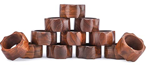 Ajuny Serviettenringe 12er-Set Handgefertigt Achteckig Rund 3,8 cm Dekorativer Halter Organizer für Esstische Hochzeitsfeiern Besondere Anlässe Küche und Heim Dekoration Geschenk