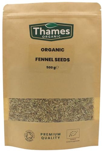 Organic Fennel Seeds 500g- Aromatic, Vitamin A, Vitamin C, No Additives, Preservatives, Raw, Vegan, GMO Free, Certified Organic - Thames Organic