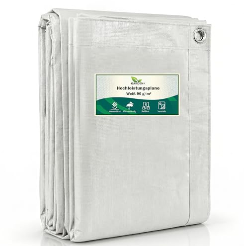 GARDENIX Tarpaulin Waterproof Heavy Duty Tarp Sheet Cover, White 90 g/m² (2 m x 3 m), Garden Tarpaulin Sheet for Camping, Terrace - Waterproof, Weatherproof, UV Protection, Reinforced Eyelets