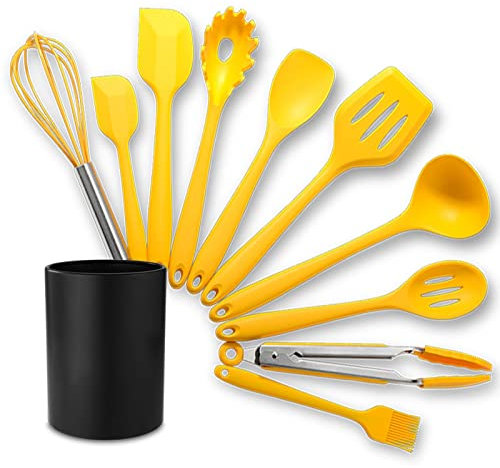 XIXIDIAN Set de Utensilios de Cocina de Silicona, 10 pcs Juego de Utensilios de Cocina de Cocina de Silicona, no estic -stic - Mejores Utensilios de Cocina de Cocina
