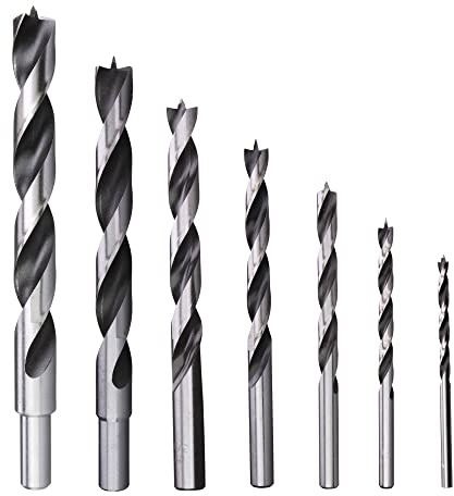 MKC Chrome Vanadium Brad Point Drill Bit Set, 7-Piece Imperial Sizes Includes 1/8, 3/16, 1/4, 5/16, 3/8, 7/16, 1/2 Inches