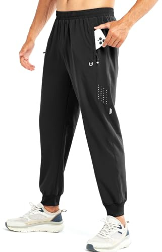 NORTHYARD Men's Athletic Running Pants Lightweight Workout Joggers Quick Dry Gym Sweatpants Active Sports Track Training Black XL