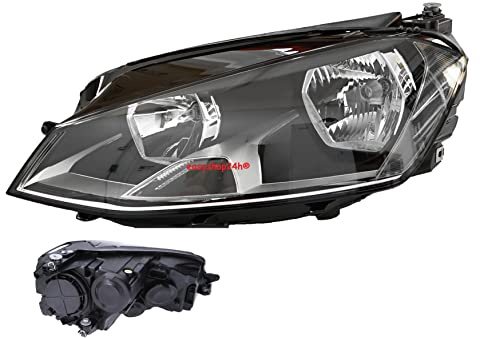 EASYSHOP24H Faro Fanale Proiettore Anteriore SX Sinistro Per Golf 7 MK7 VII da 2012 a 2016 Alogeno H7 H15 Regolazione Elettrica Completo di Motore Gruppo Ottico Luce Diurna Fanalino