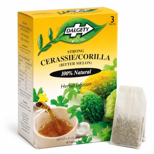 Dalgety Strong Cerassie/Corilla Herbal Infusion 40g Cartons (3 Pack) 100% Natural, Caffeine Free Tea (Total 54 Teabags); Packed with Unique Health Benefits