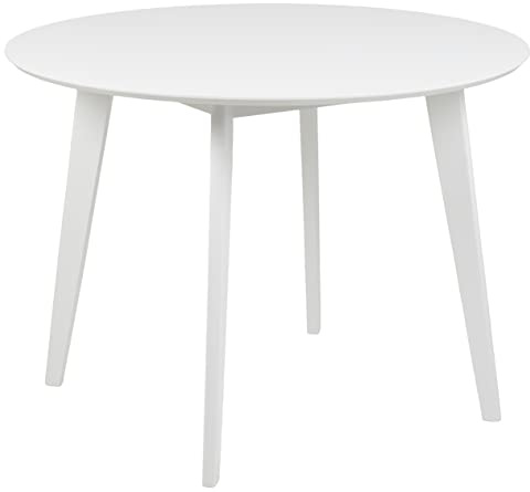 AC Design Furniture Roxanne Esstisch für 4 Personen in Weiß, Ø: 105 x H: 76 cm, Küchentisch mit Weißer Lackierung, Moderner Retro Stil für das Esszimmer, Esstisch Rund