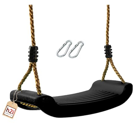 h2i Schaukel aus Kunststoff für Kinder und Kleinkinder | Wetterfester Schaukelsitz Indoor & Outdoor | Höhenverstellbare Seile | Outdoor-Spielzeug für Jungen & Mädchen | schwarz