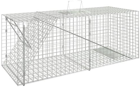 ADWOA Lebendfalle 64,5x25x26,5 cm Verzinktes Eisen Katzenfalle Lebendfalle Ratzfatz Lebendfalle Kastenfalle