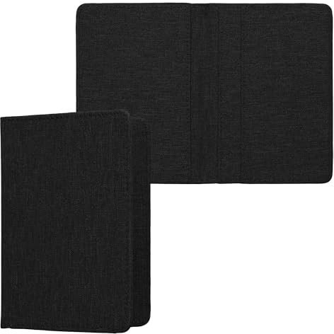 kwmobile Porte permis de conduire carte grise avec compartiments cartes passeport - Étui portefeuille de protection en tissu textile noir