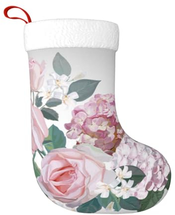 FROON Plüsch-Weihnachtsstrumpf, Hortensien-Rose, ideal für Geschenke und Geschenke, Weihnachtsstrumpf, Rosa