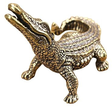 MAGICLULU 1Stk Krokodil-Ornamente Mini-Spielzeug Wandpaneel aus Metallgitter Tier Wohnkultur Krokodil Figur Spielzeug antikes Krokodil Schreibtisch Dekorationen Charme Statue Modell Messing