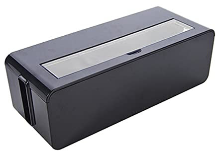 Kabelmanagement Multifunktionale Netzkabel Aufbewahrungsbox Home Schreibtisch Kabelmanagementlösung Leistungsstreifen oder Überspannungsschutz mit transparentem Oberlicht Kabelbox ( Color : Schwarz ,