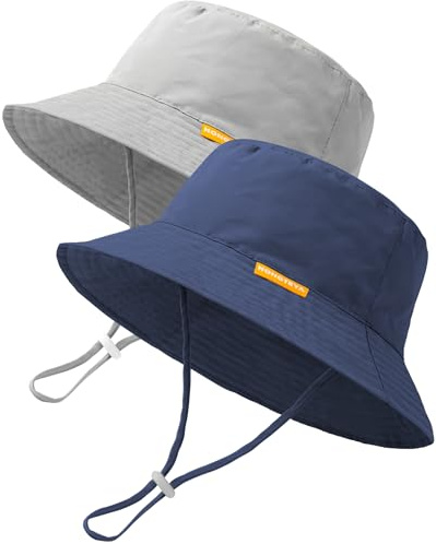 Baby Sun Hat Kids Summer Sun Protection Toddler Bucket Hat Wide Brim Adjustable Beach Hats for Boys Girls Age 0-6 Years