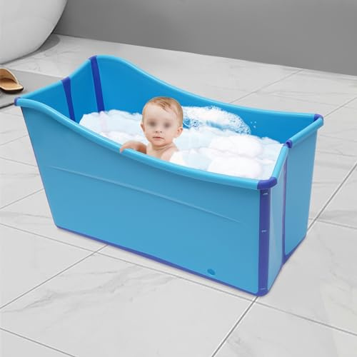 Faltbare Badewanne, faltbar, Baby, 98 x 50 x 56 cm, tragbare Badewanne, stehende Badewanne – für Familie, Badezimmer, Spa, Blau