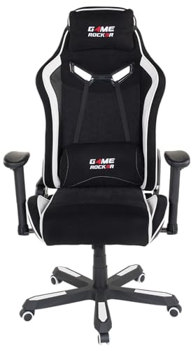GAME ROCKER Gaming Stuhl G-30 Large Mikrofaser schwarz/weiß, bis 150 kg belastbar